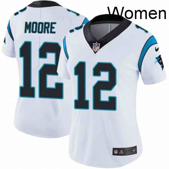Womens Nike Carolina Panthers 12 DJ Moore White Vapor Untouchable Elite Player NFL Jersey